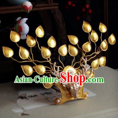 Chinese Handmade Classical Hair Accessories Wedding Hairpins Hanfu Golden Hair Stick for Women
