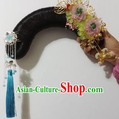 Traditional Chinese Ancient Manchu Princess Hair Accessories Wig and Hairpins for Women