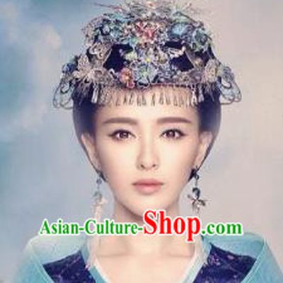 Traditional Chinese Ancient Princess Hair Accessories Blueing Hairpins Hair Clips Complete Set for Women