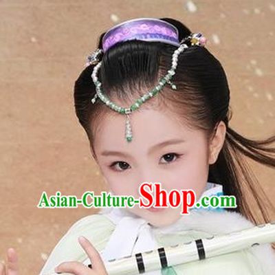 Traditional Chinese Ancient Hair Accessories Frontlet Hair Coronet and Hairpins for Kids