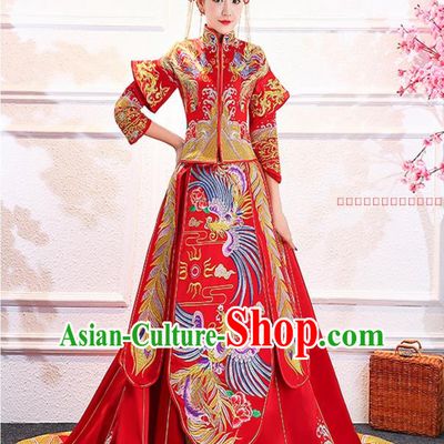 Embroidered Bride Chinese Traditional Wedding Dresses Ceremonial Clothing China Wedding Dress for Women