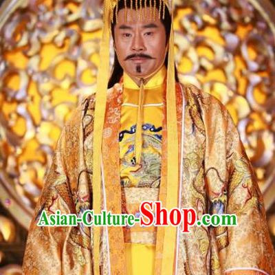 Chinese Ancient Tang Dynasty Emperor Gao Li Zhi Embroidered Imperial Robe Replica Costume for Men
