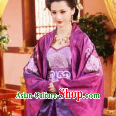 Chinese Ancient Tang Dynasty Empress Wang Embroidered Hanfu Dress Replica Costume for Women