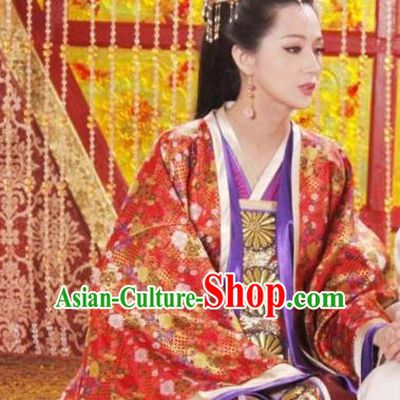 Chinese Ancient Tang Dynasty Li Zhi Empress Wang Embroidered Hanfu Dress Replica Costume for Women