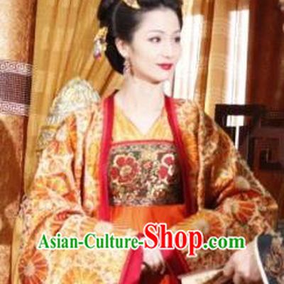 Chinese Ancient Queen Tang Dynasty Li Zhi Empress Wang Embroidered Hanfu Dress Replica Costume for Women