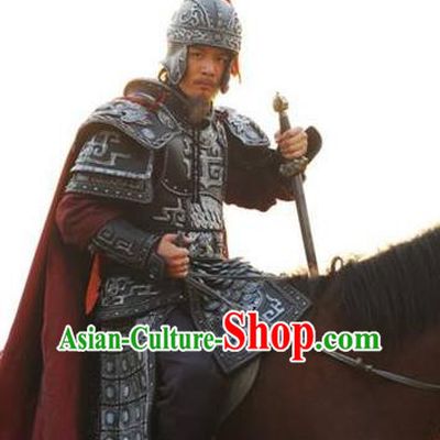 Chinese Ancient Tang Dynasty General Chen Xuanli Replica Costume Helmet and Armour for Men