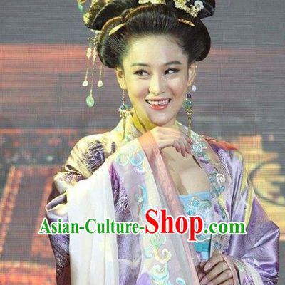 Ancient Chinese Tang Dynasty Princess Anle Embroidered Replica Costume for Women