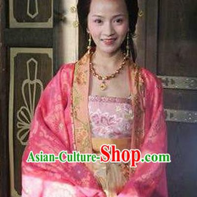 Chinese Ancient Tang Dynasty Princess Wencheng Embroidered Replica Costume for Women