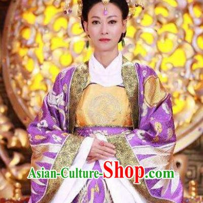 Chinese Ancient Tang Dynasty Empress Wu Zetian Embroidered Hanfu Dress Replica Costume for Women
