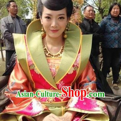 Chinese Ancient Tang Dynasty Empress Wei Embroidered Hanfu Dress Replica Costume for Women