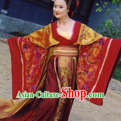 Chinese Ancient Tang Dynasty Imperial Consort Yang Hanfu Dress Embroidered Replica Costume for Women