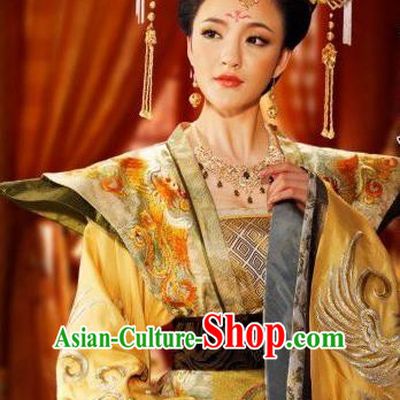 Chinese Ancient Tang Dynasty Queen Wu Zetian Dress Embroidered Replica Costume for Women
