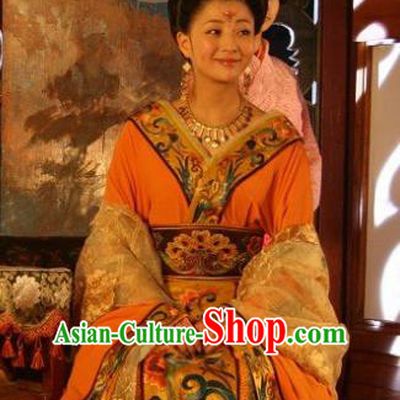Chinese Ancient Tang Dynasty Imperial Consort Yang Hanfu Dress Replica Costume for Women