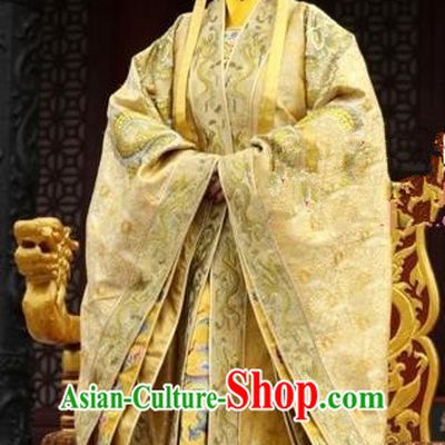 Ancient Chinese Tang Dynasty Queen Imperial Robe Empress Wu Zetian Embroidered Replica Costume for Women