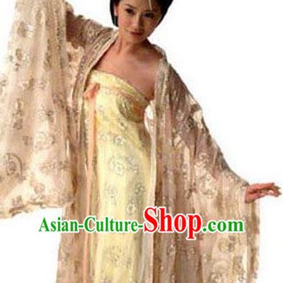 Chinese Ancient Tang Dynasty Imperial Consort of Li Zhi Wu Meiniang Hanfu Dress Embroidered Replica Costume for Women