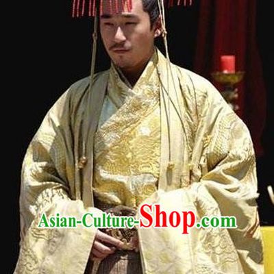 Chinese Ancient Emperor Yizong of Tang Dynasty Li Cui Replica Costume and Headpiece Complete Set for Men