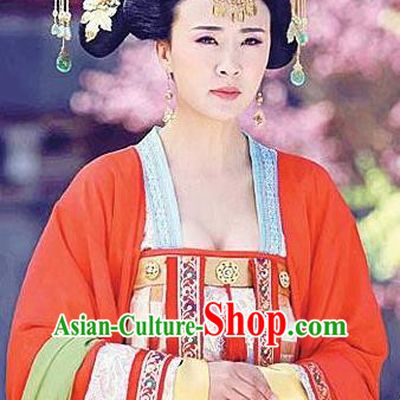 Traditional Chinese Ancient Tang Dynasty Palace Lady Shangguan Waner Embroidered Replica Costume for Women