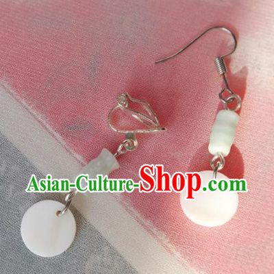 Traditional Chinese Ancient Jewelry Accessories Jade Shell Earrings Eardrop for Women