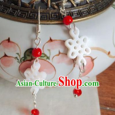 Traditional Chinese Ancient Jewelry Accessories Jade Chinese Knots Earrings Eardrop for Women
