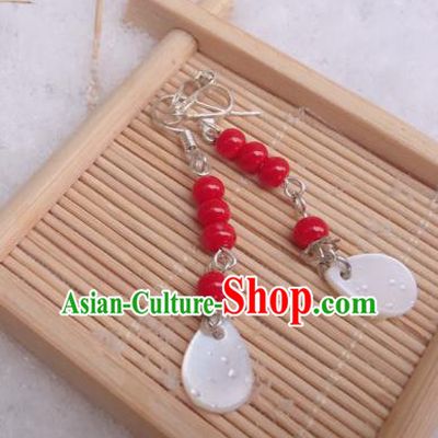 Traditional Chinese Ancient Jewelry Accessories Red Beads Earrings Eardrop for Women