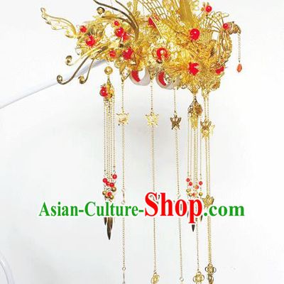 Traditional Chinese Ancient Wedding Phoenix Coronet Hair Accessories Tassel Hairpins for Women