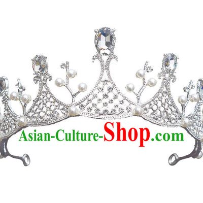 Handmade Bride Wedding Hair Accessories Princess Crystal Hair Clasp Royal Crown for Women