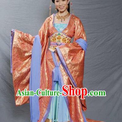 Traditional Chinese Ancient Princess Tang Dynasty Palace Lady Embroidered Replica Costume for Women