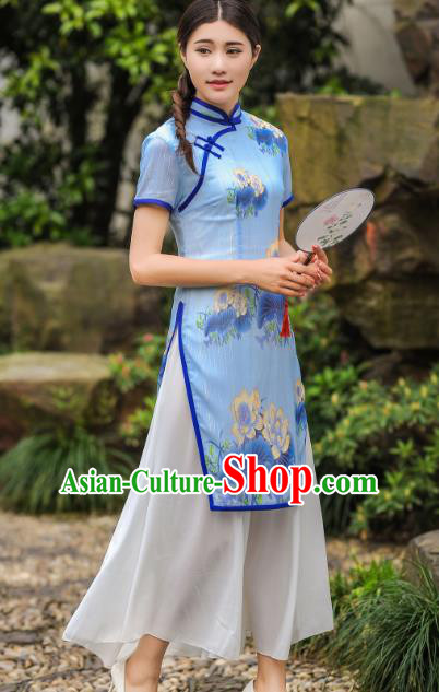 Traditional Ancient Chinese Young Women Cheongsam Dress Republic of China Tangsuit Stand Collar Blouse Dress Tang Suit Clothing Traditional Ancient Chinese Young Women Cheongsam Dress Republic of China Tangsuit Stand Collar Blouse Dress Tang Suit Clothing