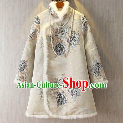 Chinese Traditional National Costume Cheongsam Cotton-padded Jacket Tangsuit Qipao Shirts for Women