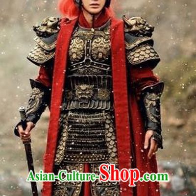 Chinese Tang Dynasty General Military Officer Li Mu Replica Costumes Helmet and Armour for Men