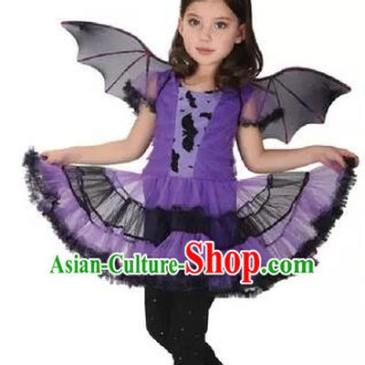 Children Halloween Dance Costume Cosplay Clothing Purple Dress for Kids