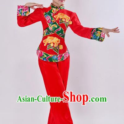 Chinese Classic Stage Performance Chorus Singing Group Costume, Chorus Competition Golden Dress for Women