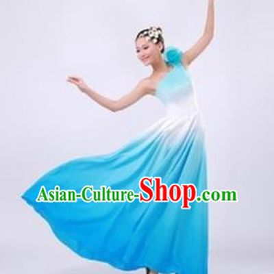 Top Grade Stage Performance Costume, Professional Chorus Blue Dress for Women