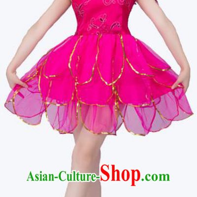 Top Grade Modern Dance Costume, Chorus Singing Group Dance Rosy Dress for Women