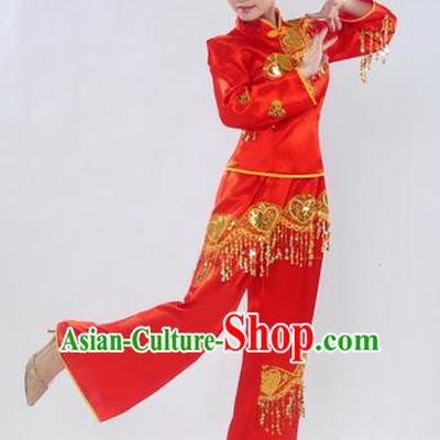 Chinese Traditional Folk Dance Costume Yangge Dance Red Uniform Yangko Clothing for Women