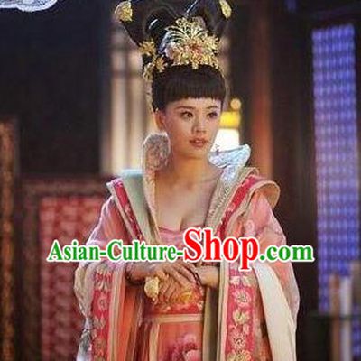 Traditional Chinese Ancient Palace Lady Costume, Tang Dynasty Imperial Consort Helan Minyue Replica Costume for Women