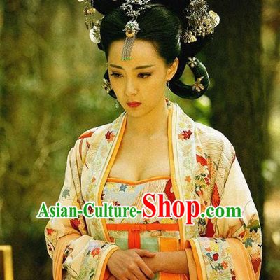 Traditional Chinese Ancient Palace Lady Costume, Tang Dynasty Princess Gaoyang Replica Costume for Women