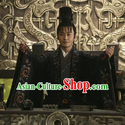 Chinese Ancient Han Dynasty Emperor Liu Heng Replica Costume and Headpiece Complete Set for Men