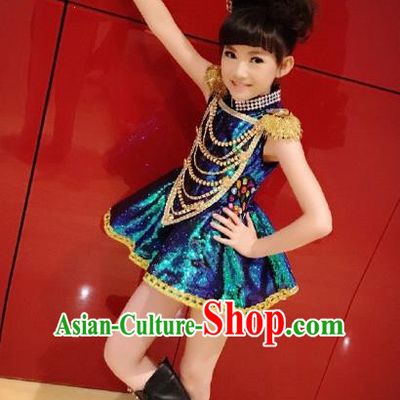 Top Grade Stage Performance Jazz Dance Costume, Professional Compere Modern Dance Dress for Kids