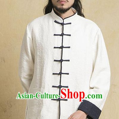 Top Grade Kung Fu White Costume Martial Arts Training Plated Buttons Gongfu Wushu Tang Suit Clothing for Men