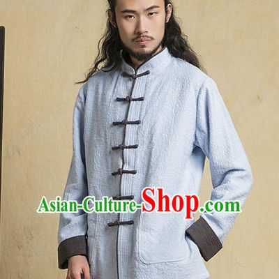 Top Grade Kung Fu Blue Costume Martial Arts Training Plated Buttons Gongfu Wushu Tang Suit Clothing for Men