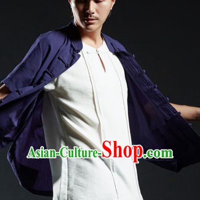 Chinese Kung Fu Costume Martial Arts Plated Buttons Purple Shirts Gongfu Wushu Tang SuitsTai Chi Clothing for Men
