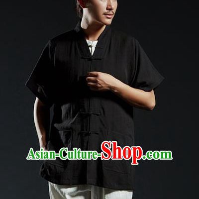 Chinese Kung Fu Costume Tang Suits Black Shirts Martial Arts Gongfu Wushu Tai Chi Clothing for Men