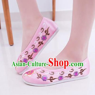 Chinese Traditional Handmade Embroidery Shoes Pink Embroidered Shoes for Women