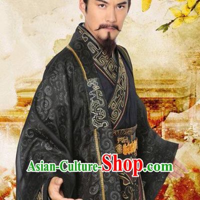 Chinese Ancient Three Kingdoms Period Shu Kingdom Majesty Liu Bei Replica Costume for Men