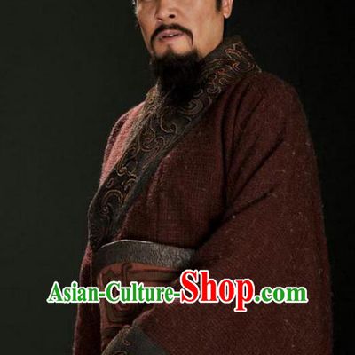 Chinese Ancient Three Kingdoms Period Shu Kingdom Liu Bei Replica Costume for Men
