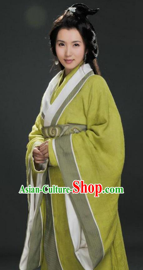 Chinese Ancient Three Kingdoms Period Beauty Diau Charn Hanfu Dress Replica Costume for Women