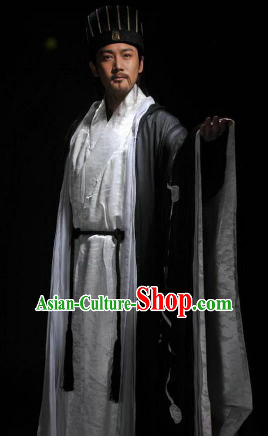 Chinese Ancient Three Kingdoms Period Shu Kingdom Military Counsellor Zhuge Liang Replica Costume for Men