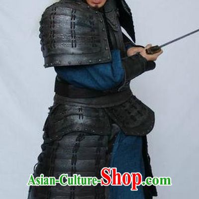 Chinese Ancient Qin Dynasty Military Officer Meng Tian Replica Costume Helmet and Armour Complete Set for Men