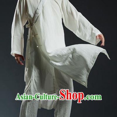 Top Grade Kung Fu Costume Martial Arts Training White Uniform Gongfu Wushu Tang Suit Clothing for Men